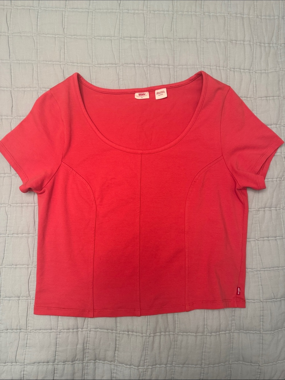 Levi's Coral-Red Scoop Neck Short Sleeve Tee